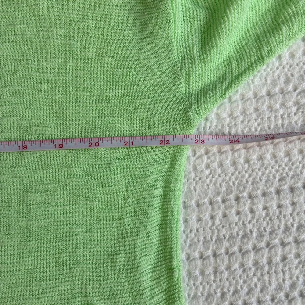 Eileen Fisher Sweater M Spring Green Organic Linen Cotton Pullover Tunic Knit - Picture 9 of 11